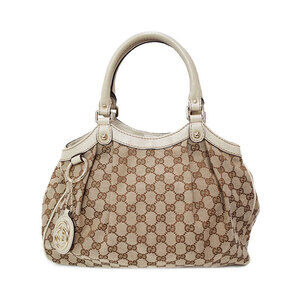 Gucci Sukey Tote bag GG monogram canvas leather trim White
